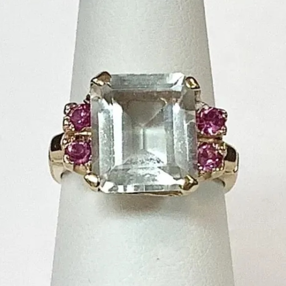 Aquamarine And Ruby 14K Yellow Gold Ring